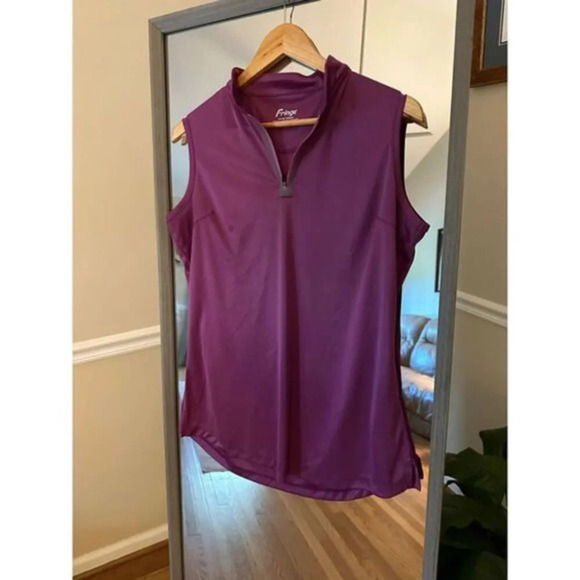 Fringe‎ Athletic Quarter Zip Mock Neck Top Large - Picture 1 of 4